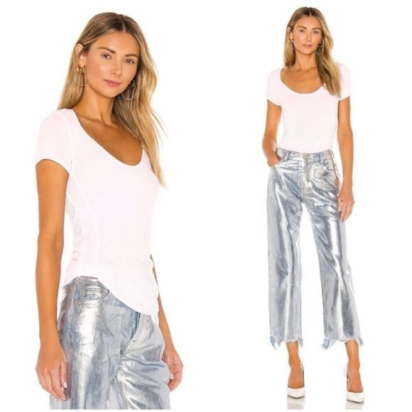 Free People Sonnet Side Gathered Tee, MED, Chiffon Cake - Picture 2 of 6